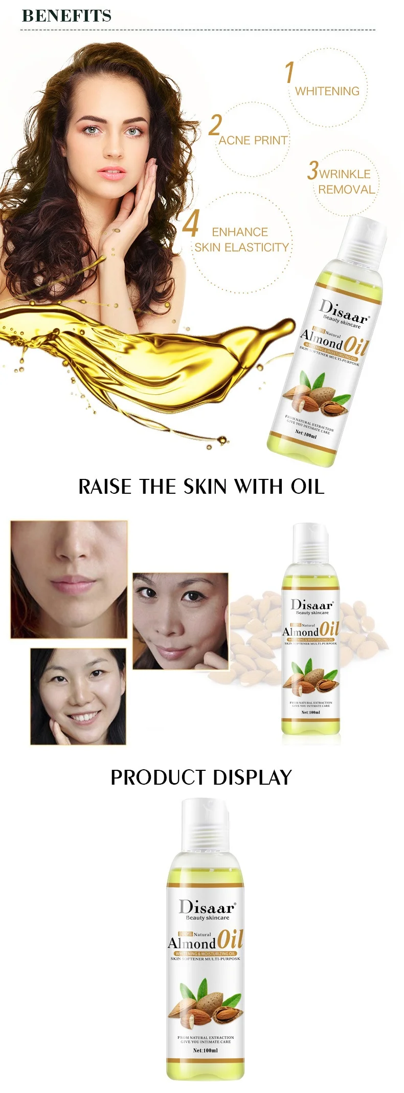 Disaar Moisturizing Almond Oil Organic Nourishing Sweet Almond Oil 100