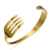 Gold Plating Stainless Steel Jewelry Interesting Personalized Tableware Fork Design Bracelet for Lady