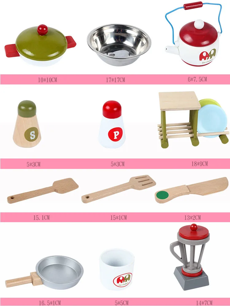 2019 Custom Children Furniture Cute Funny Real Wooden Kitchen Utensil