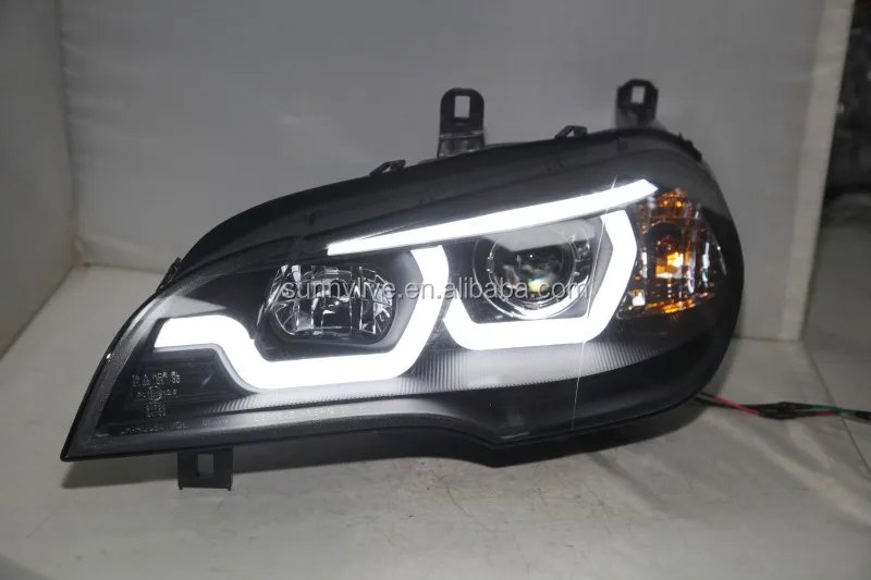 2007-2011 Year For BMW X5 E70 LED Head Light Lamps Black Housing JY