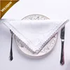 Factory custom embroidered logo cocktail napkins personalized restaurant wedding polyester cloth napkins