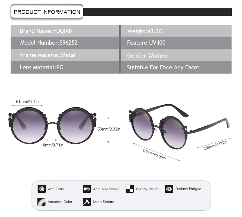 2019 New Arrivals Geometric Metal Round Frame Female Ladies Sunglasses