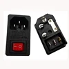 3pin inlet multiple outlet plug with ac power socket and fuse
