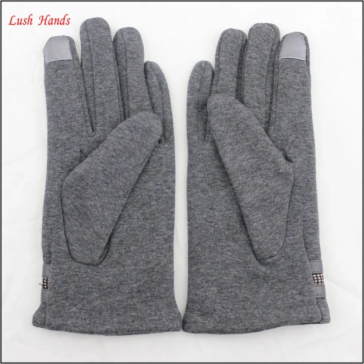 wholesale grey micro velvet hand gloves touch screen gloves