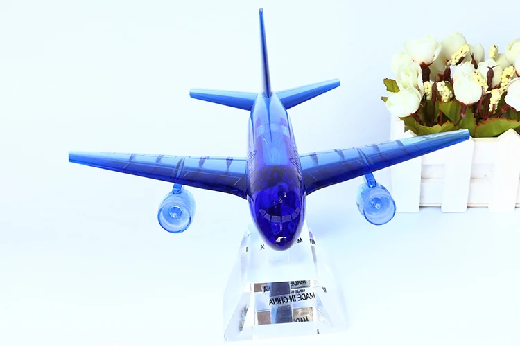 New Arrival Blue Clear Crystal Airplane Model Glass Aircraft Aeroplane