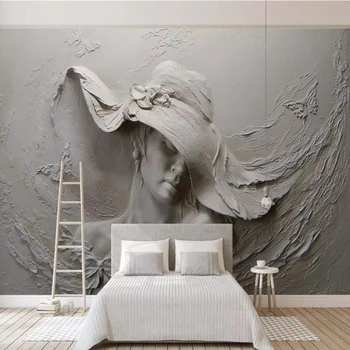 Custom Wallpaper 3d Stereoscopic Embossed Grey Beauty Modern Abstract Art Wall Mural Living Room Bedroom Wallpaper Buy 3d Embossed Wallpaper Wall
