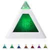 7 LED Change Colors Pyramid LCD Digital Snooze Alarm Clock Time Data Week Temperature Thermometer C/f Hour Home
