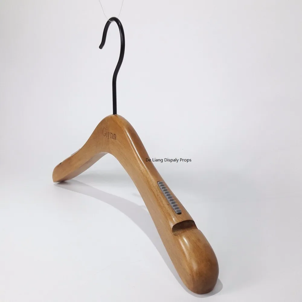 Dl639 Top Grade Wooden Hanger Female Wooden Hanger With Black Hook And