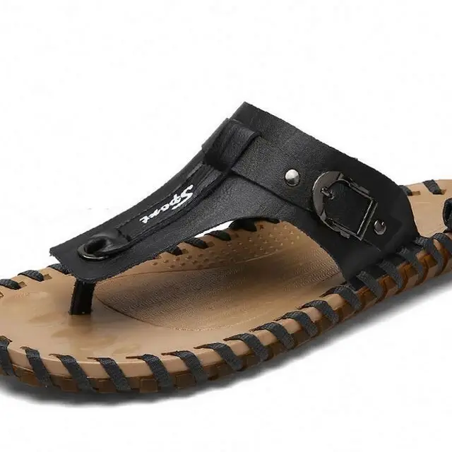 beach leather slippers