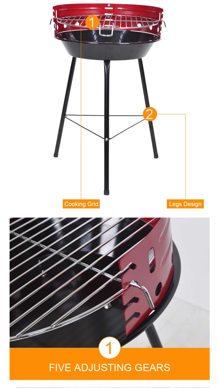 Three Legs 14 Inch Flat Top Grills Charcoal Barbecue Tripod Simple