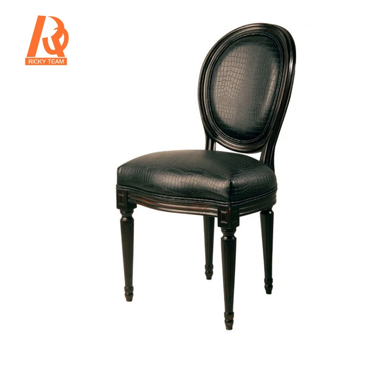 Black Crocodile Leather Luxury Dining Chair French Bergere Chair