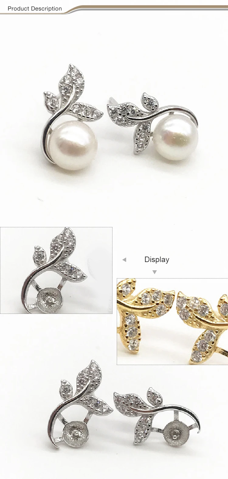 Cheap price three leaf clover style sterling silver stud earrings fashion diamond earrings for women