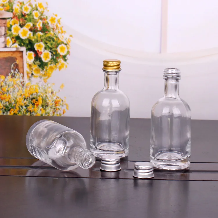 Empty 30ml 50ml Small Glass Wine Rum Bottle Glass Liquor Bottles With Aluminium Screw Cap Buy