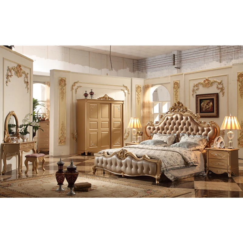 Hotel Used Luxury Royal Bedroom Furniture Set With Mirrored