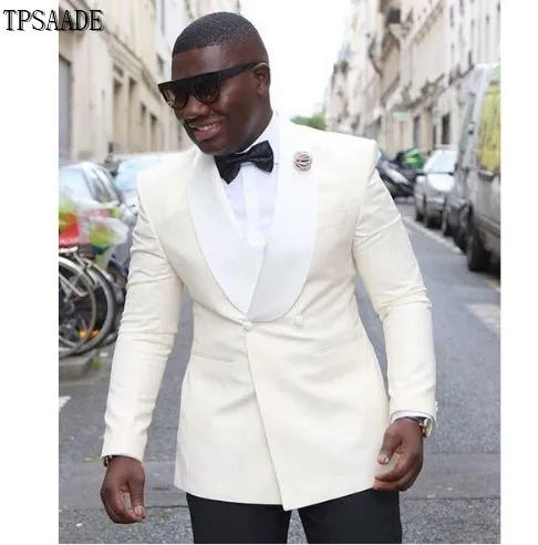Ivory Tuxedo Slim Double Breasted Shawl 