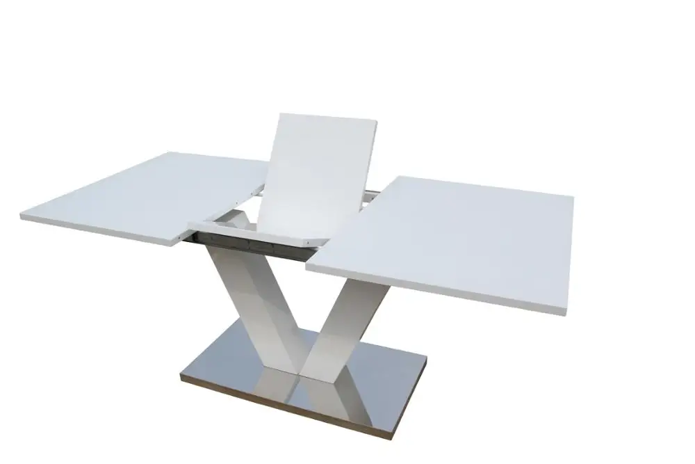 Small White High Gloss Wooden Retractable Used Restaurant Tables For