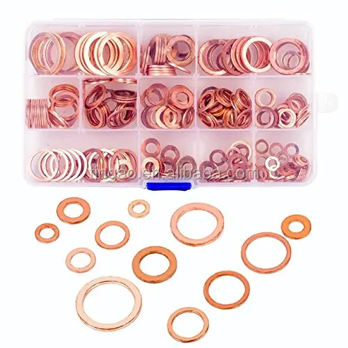 Details about   280Pcs 12 Sizes Assorted Solid Copper Crush Washers Seal Flat Ring Set New 