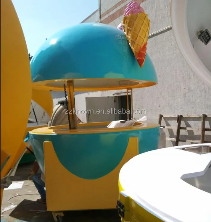 Oem Ice Cream Shape Mobile Street Outdoor Fiberglass Buffet Kiosk Food