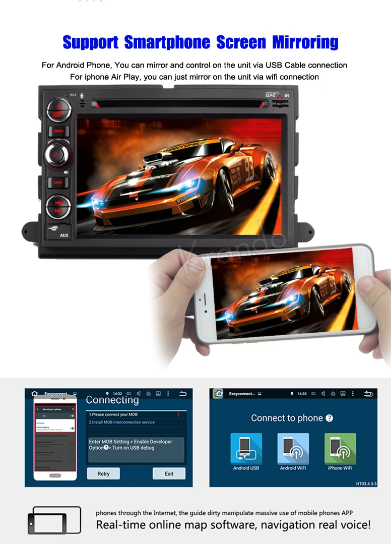 Krando Android 9.0 Touch Screen Car Dvd Player For Ford Explorer Fusion