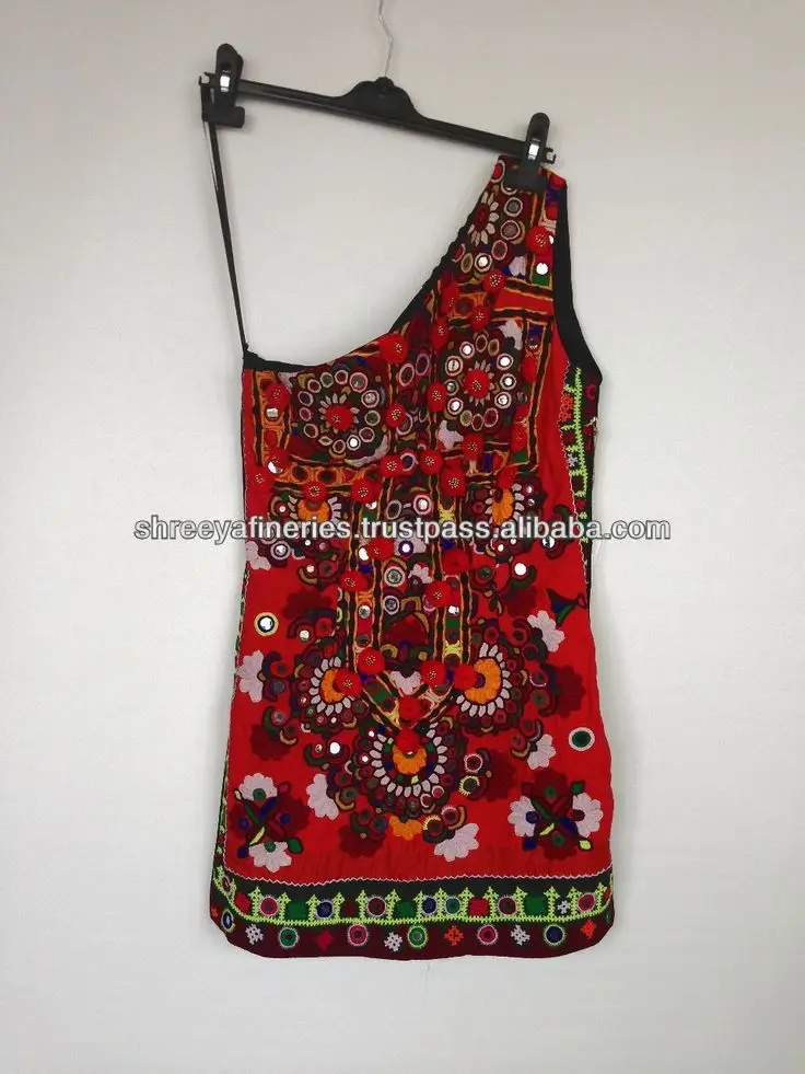 Hand Embroidered Mirror Work Banjara Silk And Cotton Boho Baby Dress Indian Banjara Hippie Jacket Bohemian Triabl Gypsy Mirror Work Dress