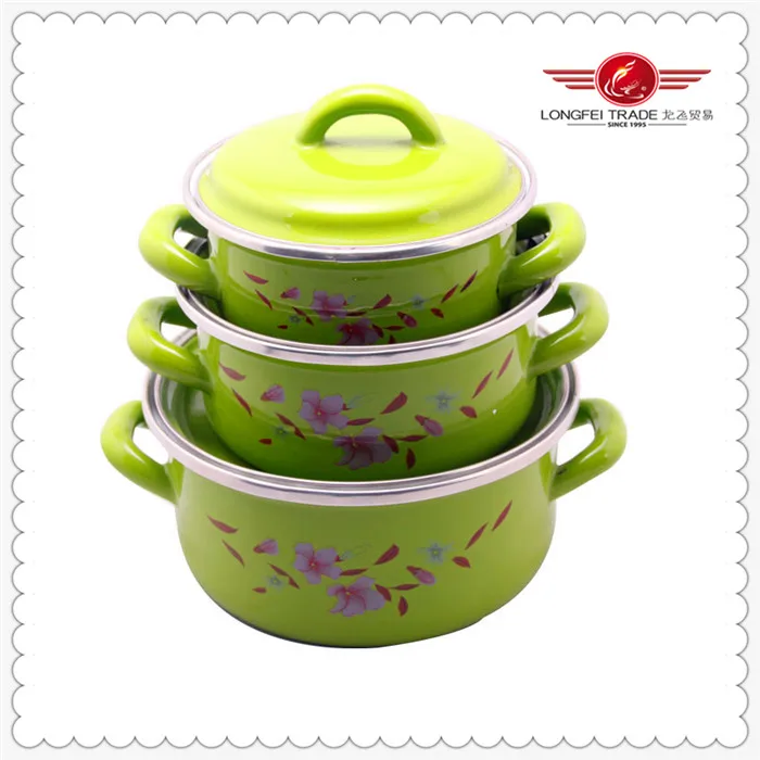 Chinese 3pcs Green Color Kitchenware Cooking Pot Buy Kitchenware