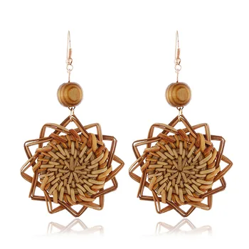 Handmade Wooden Earrings African Bamboo Earrings Statement Flower