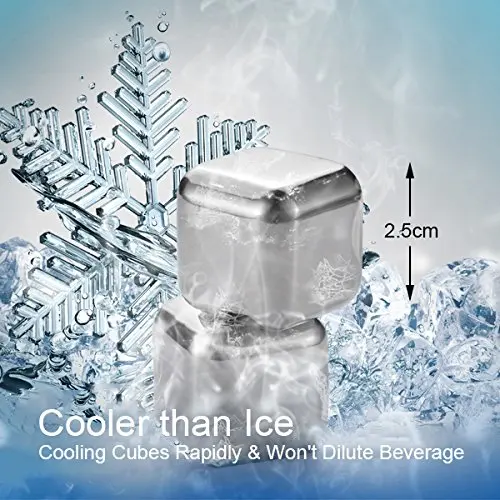 Metal Stainless Steel Reusable Ice Cubes Chilling Whiskey Stones with Freezer Storage Tray , Whisky Sipping Rocks