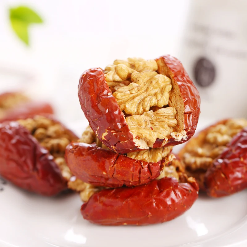 Healthy snack food jujube with walnut sweet red  jujube date walnut kernels