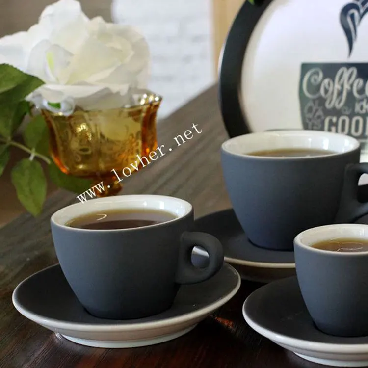 Italian Type Handle Ceramic Expresso Coffee Cup With Saucer Set