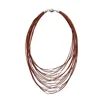 Multi Strands Leather Cord Necklace Freshwater Pearls Necklace