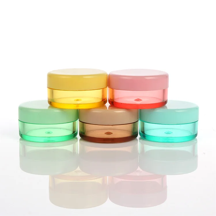 Empty Plastic Sample Pot Lip Blam Tiny 1tsp Jars Pink Macarons Top Lids