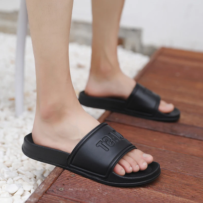 Wholesale Custom Black Slides Sandals,Summer Men's Slipper White Slider ...