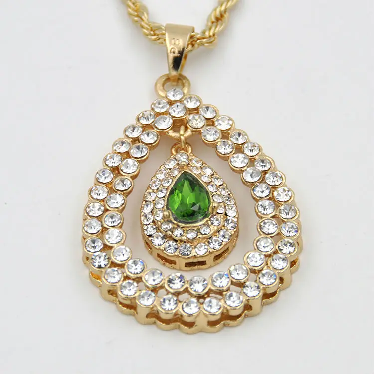 18kgp Rhinestone Necklace Small Pendant Design Saudi Arabia Jewelry ...