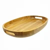Bamboo Oval Boat Shape Serving Tray with Handles