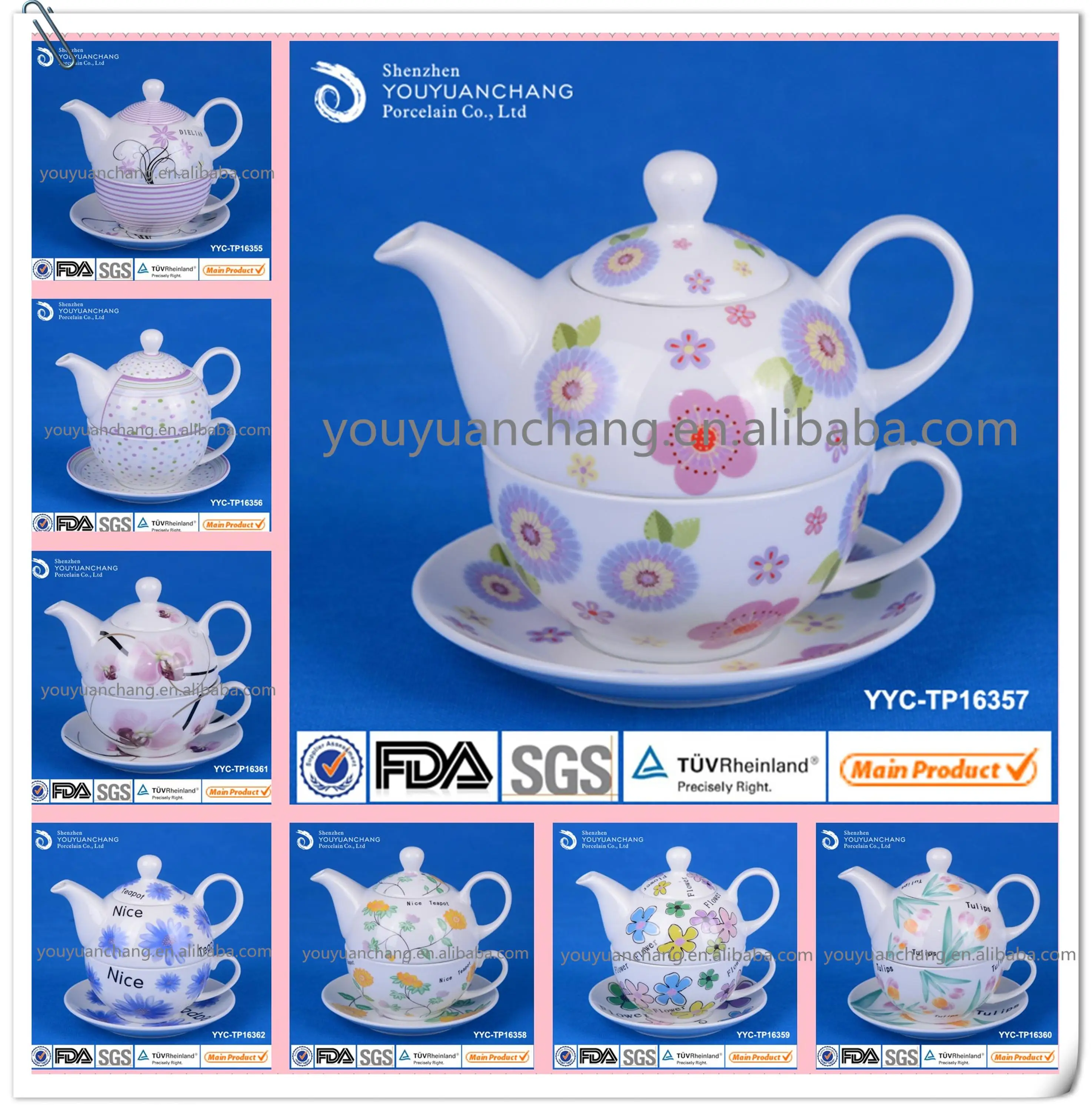 Promotional Gift Porcelain Tea For One Set With Graceful Flower Buy