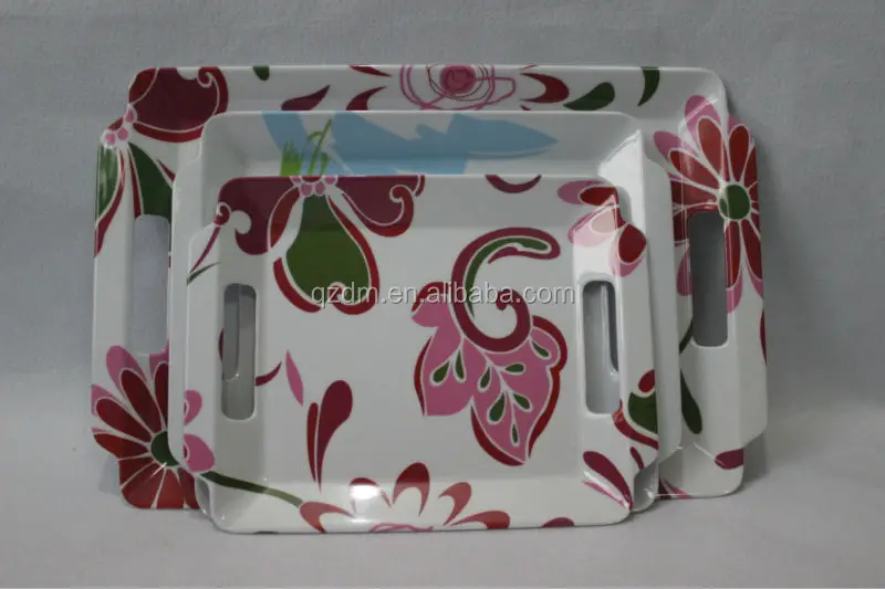 Melamine tray set with handle for 3pcs