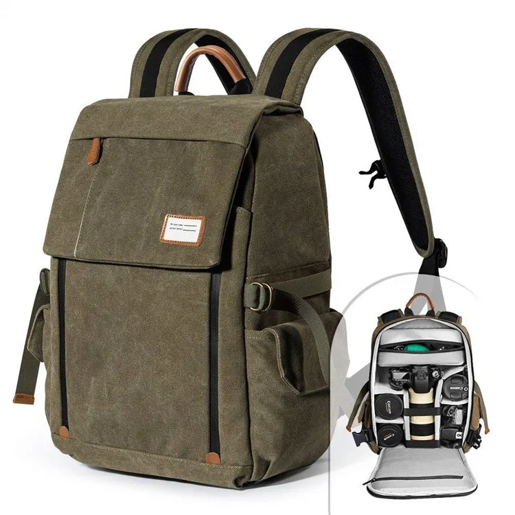 2019 Waterproof Canvas Laptop Camera Backpack For Photographer