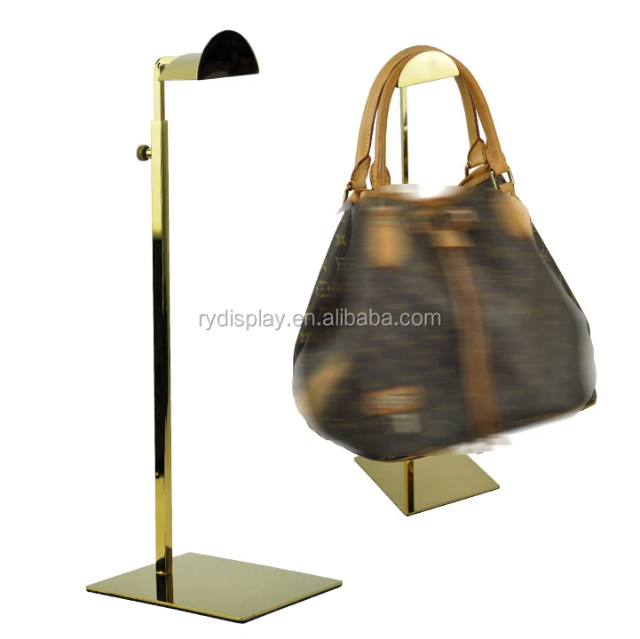Adjustable Metal Titanium Gold Handbag Stand Holder Women Bag Display
