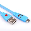 Newest five color style braided usb micro cable led light data cable fabric Sync charge micro usb for smartphones