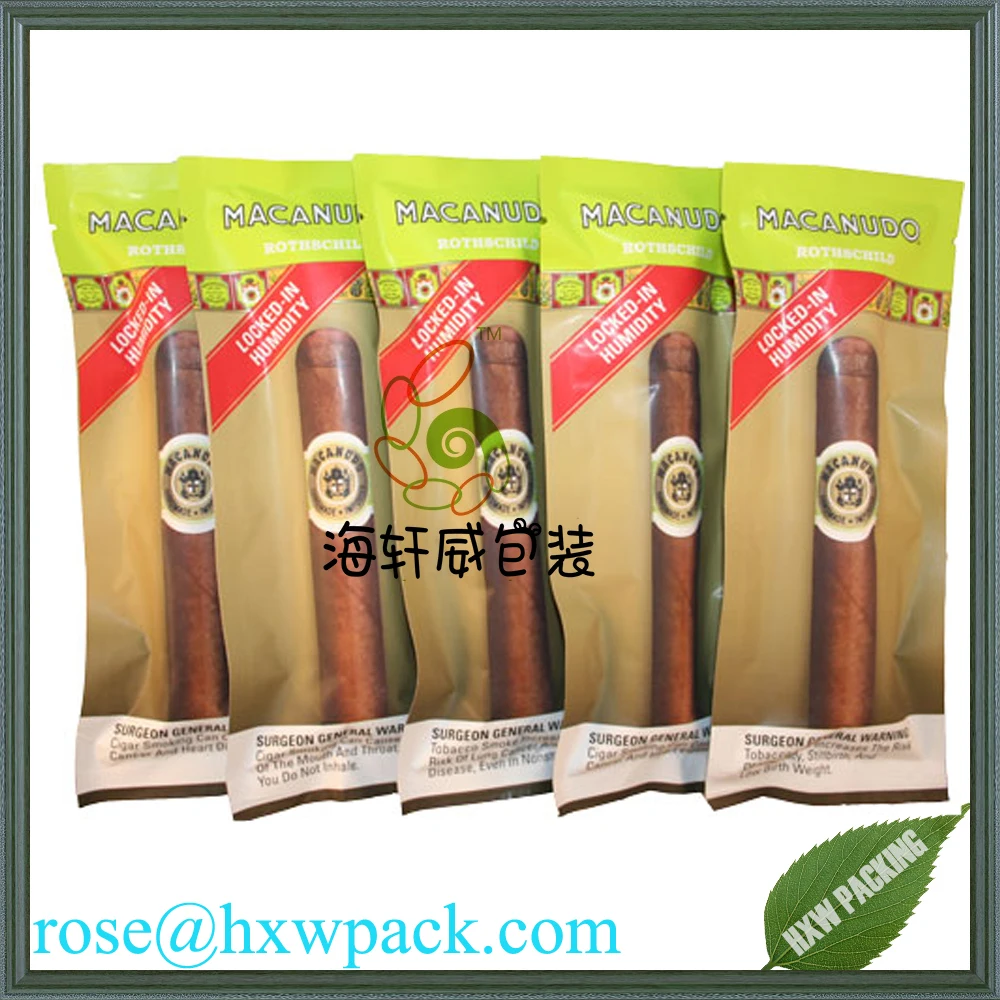Heat Seal Blunt Wrap Foil Pouch Cigar Bags With Printing Aluminum For