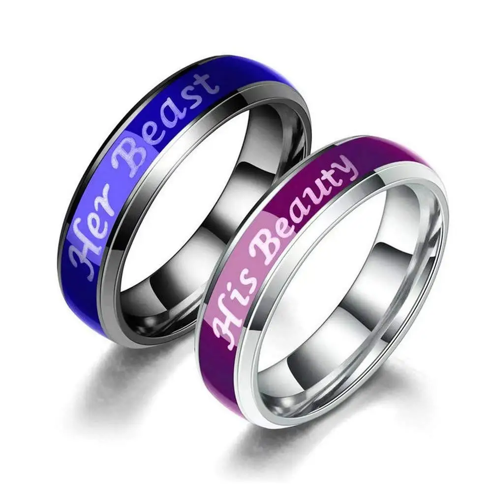 fashionlife2018 Couple Rings Wedding Band Anniversary Engagement His and Her Promise Ring His Crazy Her Weirdo Black Titanium Steel Ring 6mm