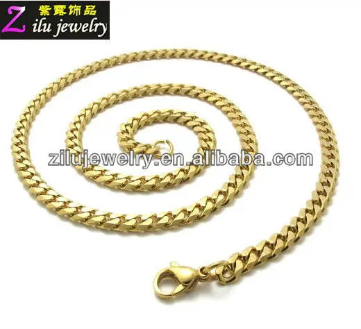 stainless steel 24 inch solid curb chain necklace