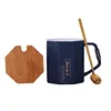 Creative Octagon Ceramic Mug with Cover Spoon Coffee Cup Gift Cup Wholesale