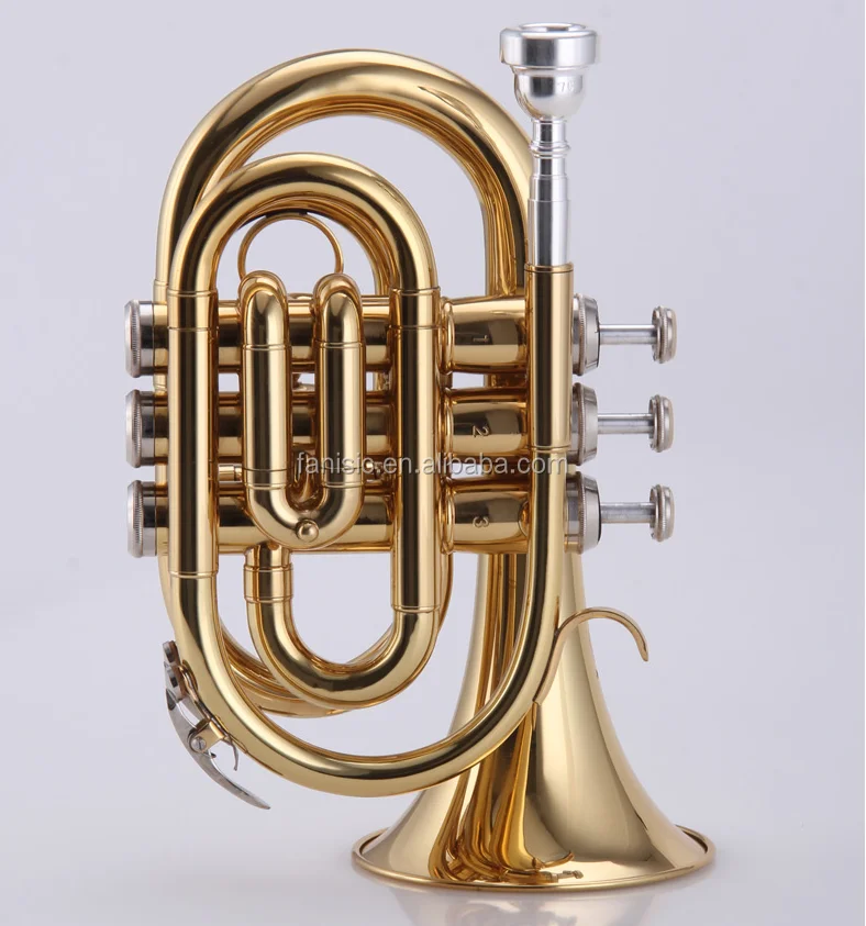 Standard Golden Lacquered Bb Key Pocket Trumpet For Sale Buy Golden Lacquered Pocket Trumpet