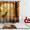 Polyester plan train rose flower beach bath curtains set for the bathroom 3d printed tropical wood forest tree shower curtain