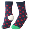 GSW-184 red dots design green toe white heel navy cute and nice cotton plain girls tube socks women