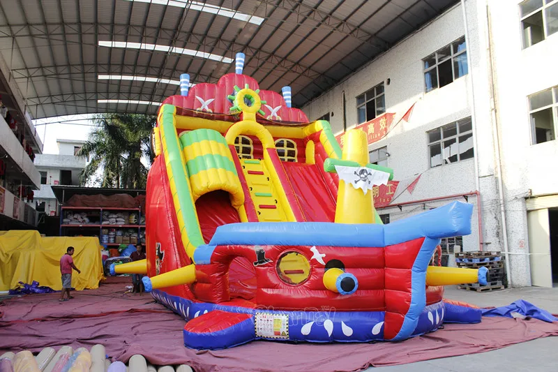 Pirate Ship Sail Inflatable Slide Bouncy Castle Playground For Kids For Sales
