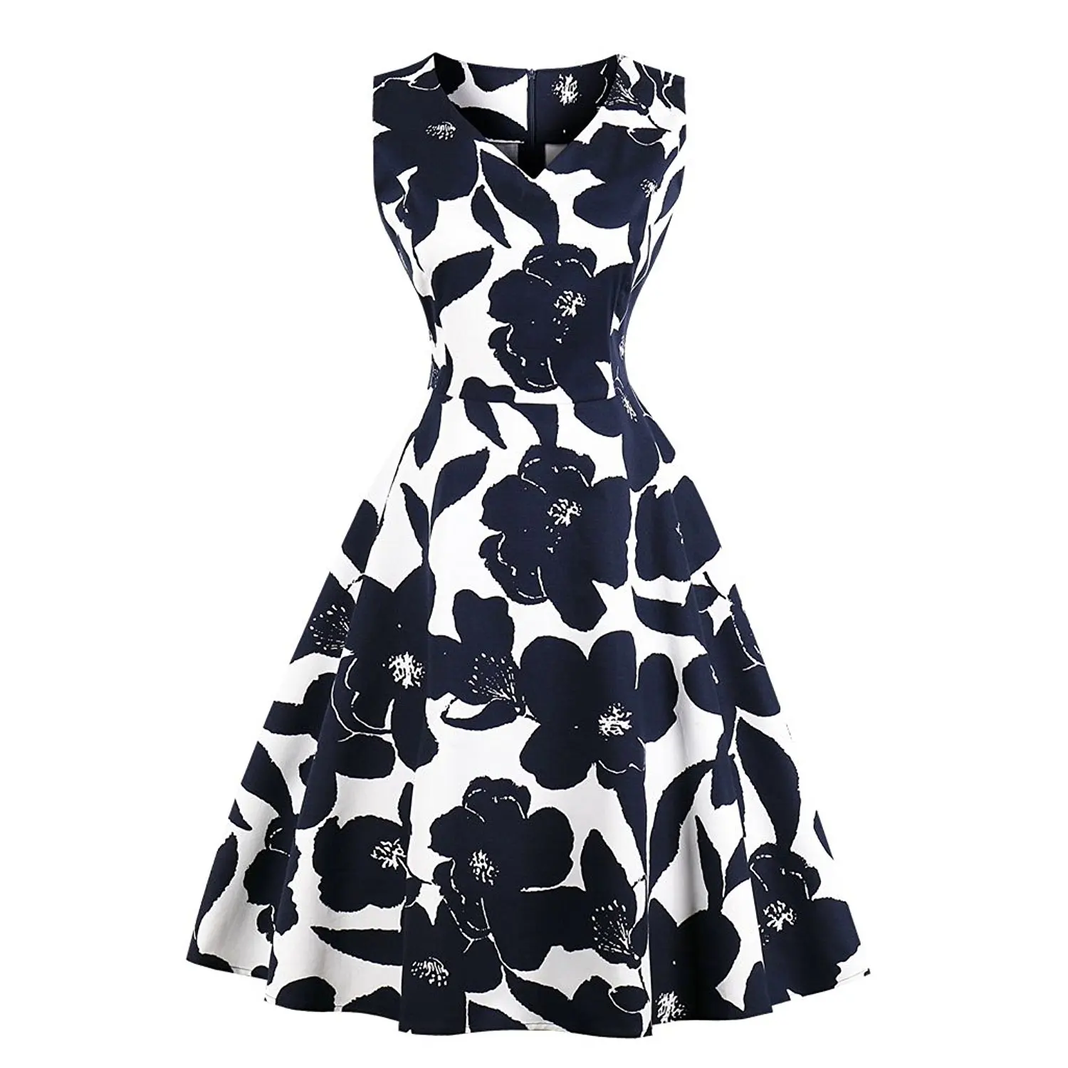 Wicky LS Women's 1950s Vintage Retro Sleeveless Tea Dress Multicolors