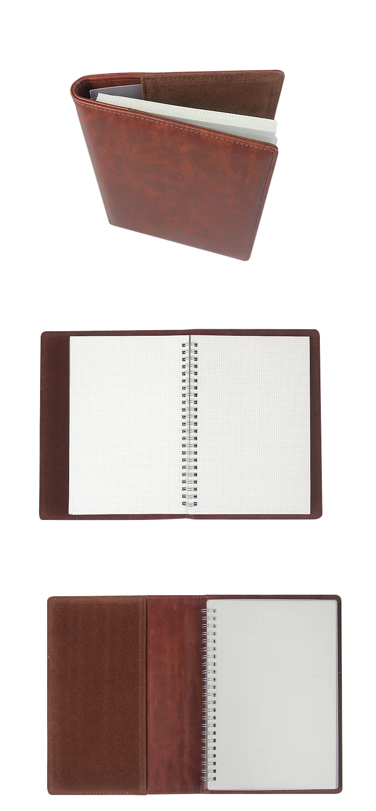 Soft Notebook Personalized Real Leather Journal With Refillable Spiral