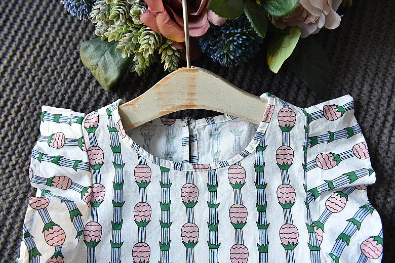 Turkey Wholesale China Children Clothes Fly Sleeve Ananas Printed Girls